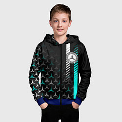 Толстовка на молнии детская МЕРСЕДЕС AQUA BLACK GRADIENT, цвет: 3D-синий — фото 2