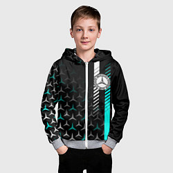 Толстовка на молнии детская МЕРСЕДЕС AQUA BLACK GRADIENT, цвет: 3D-меланж — фото 2