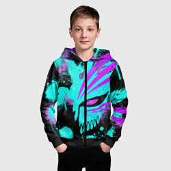 Толстовка на молнии детская БЛИЧ МАСКА ПУСТОГО НЕОН, цвет: 3D-черный — фото 2