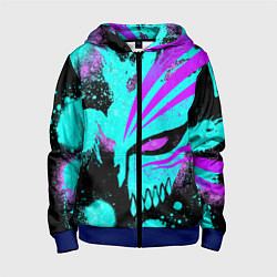 Толстовка на молнии детская БЛИЧ МАСКА ПУСТОГО НЕОН, цвет: 3D-синий