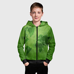 Толстовка на молнии детская Карта мира, цвет: 3D-черный — фото 2