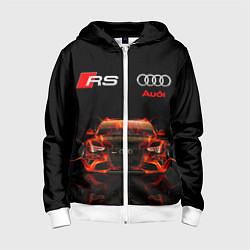 Толстовка на молнии детская AUDI RS 5 FIRE АУДИ РС 5, цвет: 3D-белый