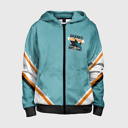 Детская толстовка на молнии Sharks NHL / 3D-Черный – фото 1