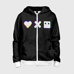 Толстовка на молнии детская Love Death and Robots Glitch, цвет: 3D-белый