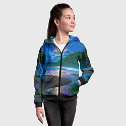 Толстовка на молнии детская Гавайский пейзаж, цвет: 3D-черный — фото 2