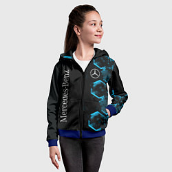 Толстовка на молнии детская Mercedes Мерседес Неон, цвет: 3D-синий — фото 2