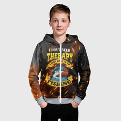 Толстовка на молнии детская Трофейная рыбалка на карпа, цвет: 3D-меланж — фото 2