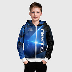 Толстовка на молнии детская Subaru, цвет: 3D-белый — фото 2