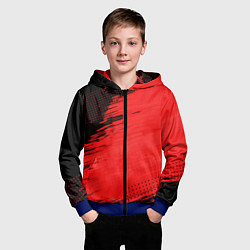 Толстовка на молнии детская ЧЕРНО-КРАСНЫЙ ГРАНЖ GRUNGE Z, цвет: 3D-синий — фото 2