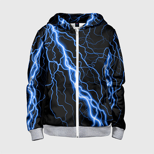 Детская толстовка на молнии ГОЛУБАЯ МОЛНИЯ ГРОЗА / 3D-Меланж – фото 1