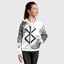 Толстовка на молнии детская БЕРСЕРК logo чб, цвет: 3D-белый — фото 2