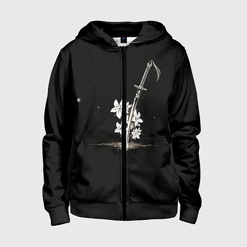 Детская толстовка на молнии Nier - Sword and Flowers / 3D-Черный – фото 1