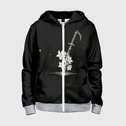 Толстовка на молнии детская Nier - Sword and Flowers, цвет: 3D-меланж