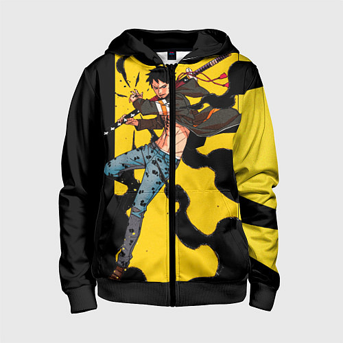 Детская толстовка на молнии Трафальгар Ло из One Piece / 3D-Черный – фото 1