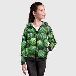 Толстовка на молнии детская Арбузы, цвет: 3D-черный — фото 2