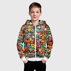 Толстовка на молнии детская Снова в школу, цвет: 3D-белый — фото 2