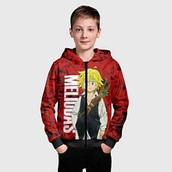 Толстовка на молнии детская Мелиодас, Meliodas, цвет: 3D-черный — фото 2