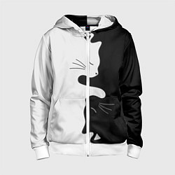 Толстовка на молнии детская Коты инь янь, цвет: 3D-белый