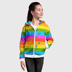 Толстовка на молнии детская POP it вертикальная надпись, цвет: 3D-белый — фото 2