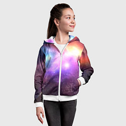 Толстовка на молнии детская Космос, сияние и звезды, цвет: 3D-белый — фото 2
