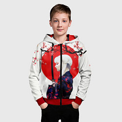 Толстовка на молнии детская НАД ВЕТВЯМИ САКУРЫ, цвет: 3D-красный — фото 2