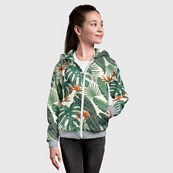 Толстовка на молнии детская Тропический паттерн, цвет: 3D-меланж — фото 2
