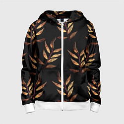 Толстовка на молнии детская Золотисто-красные листья, цвет: 3D-белый