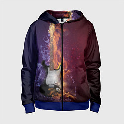Толстовка на молнии детская Гитара - Огонь и вода, цвет: 3D-синий