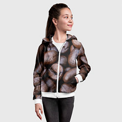 Толстовка на молнии детская Кофейные зёрна, цвет: 3D-белый — фото 2