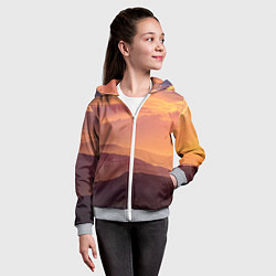 Толстовка на молнии детская Закат в горах, цвет: 3D-меланж — фото 2
