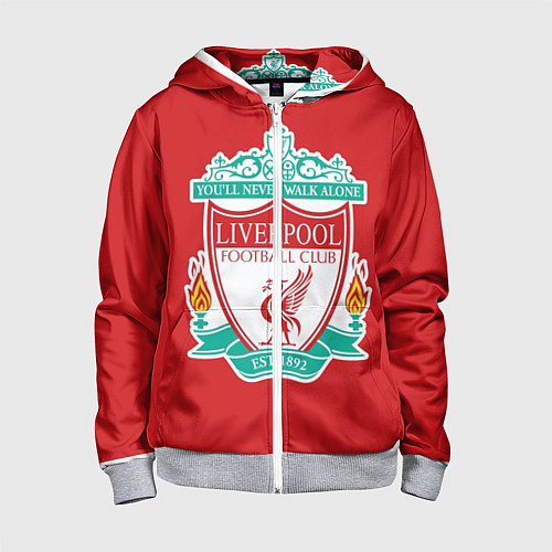 Детская толстовка на молнии F C LIVERPOOL / 3D-Меланж – фото 1