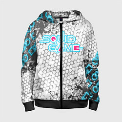 Толстовка на молнии детская Игра в кальмара, цвет: 3D-черный