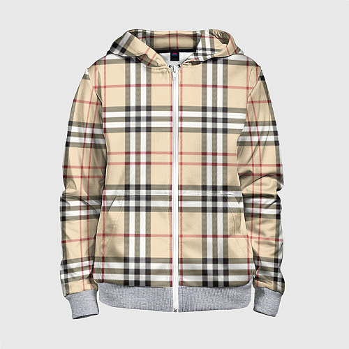 Детская толстовка на молнии Клетчатый принт в стиле Burberry / 3D-Меланж – фото 1