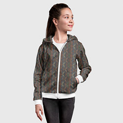 Толстовка на молнии детская Абстракция из разноцветных треугольников из линий, цвет: 3D-белый — фото 2