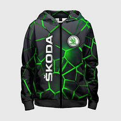 Толстовка на молнии детская 3D плиты с подсветкой Шкода, цвет: 3D-черный