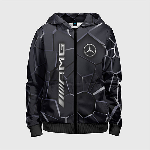 Детская толстовка на молнии Mercedes AMG 3D плиты / 3D-Черный – фото 1