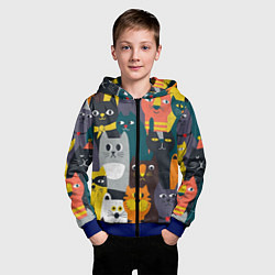 Толстовка на молнии детская Крутые коты, цвет: 3D-синий — фото 2