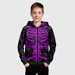 Толстовка на молнии детская Розовые кости, цвет: 3D-черный — фото 2