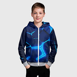 Толстовка на молнии детская 3D ПЛИТЫ NEON STEEL НЕОНОВЫЕ ПЛИТЫ, цвет: 3D-меланж — фото 2