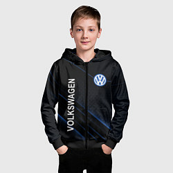 Толстовка на молнии детская Volkswagen, sport, цвет: 3D-черный — фото 2