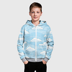 Толстовка на молнии детская Зимние облака, цвет: 3D-меланж — фото 2