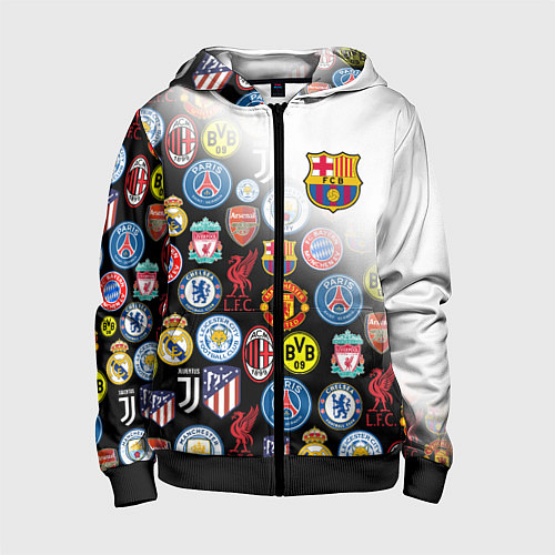 Детская толстовка на молнии FC BARCELONA LOGOBOMBING / 3D-Черный – фото 1