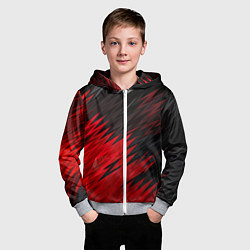 Толстовка на молнии детская ЧЁРНО КРАСНЫЕ КРАСКИ RED BLACK STRIPES, цвет: 3D-меланж — фото 2
