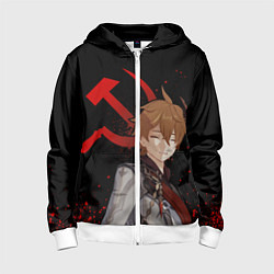 Толстовка на молнии детская ТАРТАЛЬЯ СНЕЖНАЯ ЧЕРНЫЙ, цвет: 3D-белый