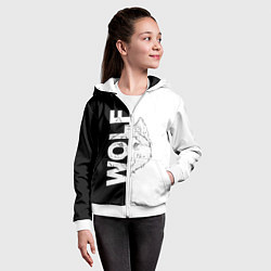 Толстовка на молнии детская WOLF Волк, цвет: 3D-белый — фото 2