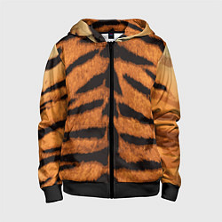 Толстовка на молнии детская ТИГРИНАЯ ШКУРА, цвет: 3D-черный