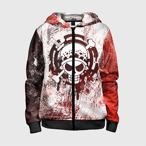 Детская толстовка на молнии Трафальгар Ло Пираты сердца Весёлый Роджер / 3D-Черный – фото 1