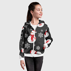 Толстовка на молнии детская Снеговик!, цвет: 3D-белый — фото 2