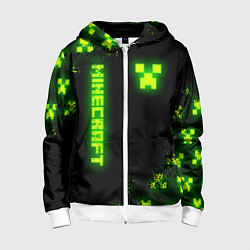 Детская толстовка на молнии MINECRAFT NEON LOGO CREEPER