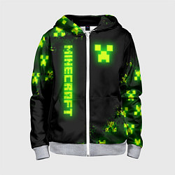 Детская толстовка на молнии MINECRAFT NEON LOGO CREEPER